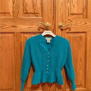Vintage Andrew St John fitted peplum sweater lambswool angora blend size M